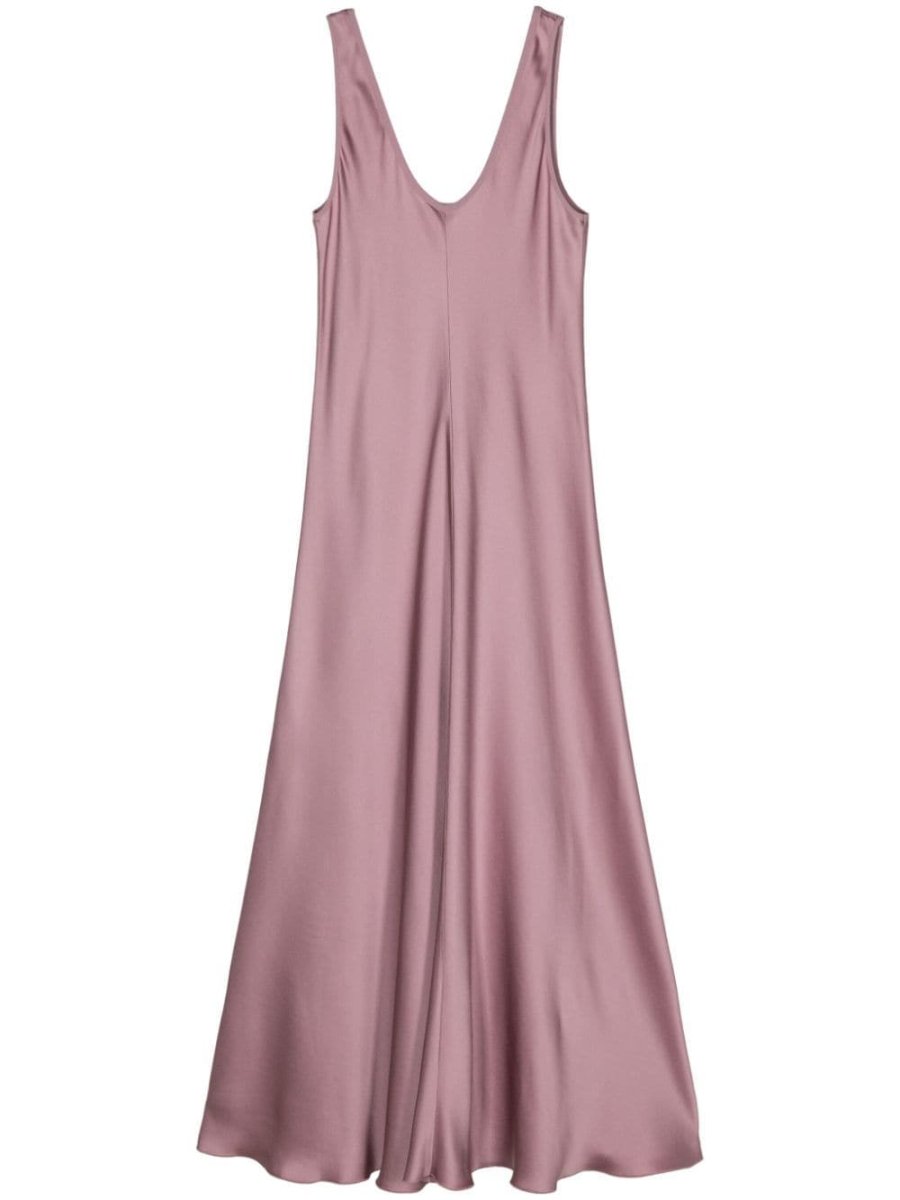 sleeveless satin midi dress