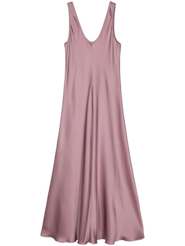 sleeveless satin midi dress