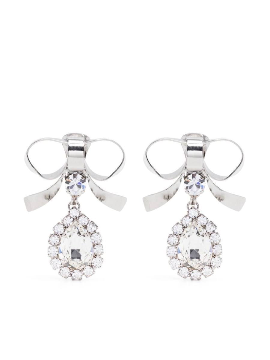 crystal-embellished bow drop earrings