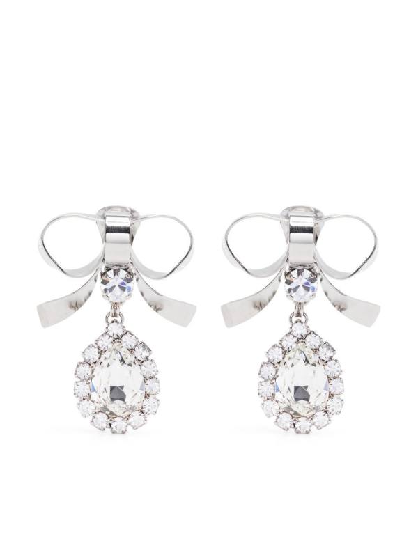 crystal-embellished bow drop earrings