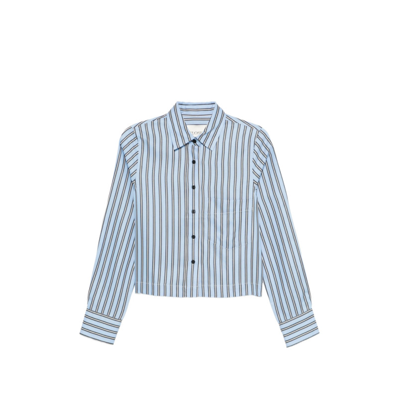 Closed Striped Cropped Shirt