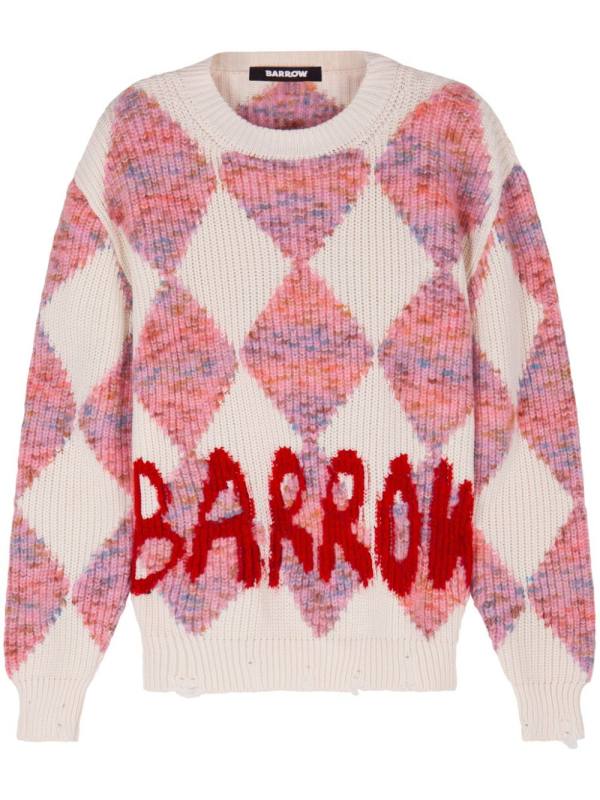argyle-pattern jumper