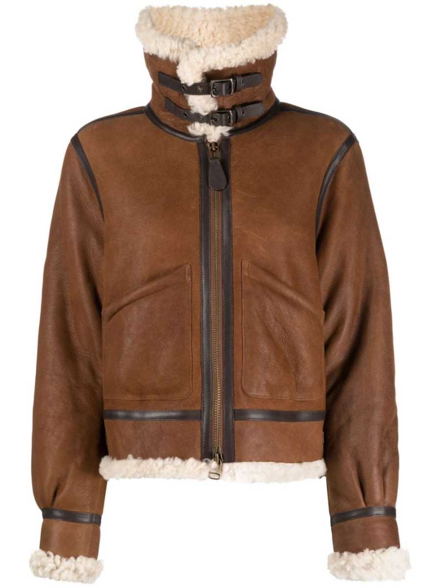 shearling-lined leather jacket