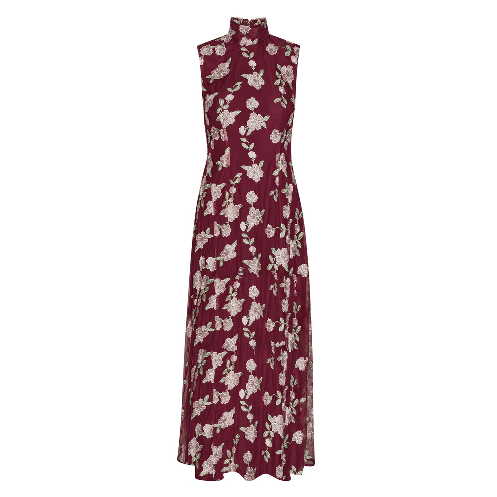 Rotate Floral-embroidered Sleeveless Maxi Dress