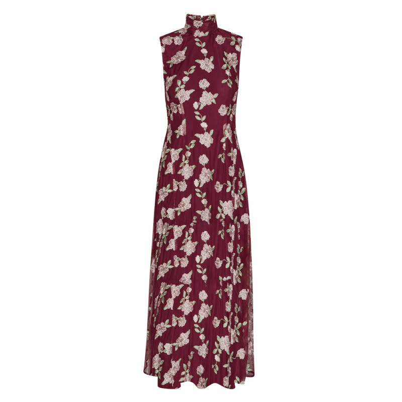 Rotate Floral-embroidered Sleeveless Maxi Dress