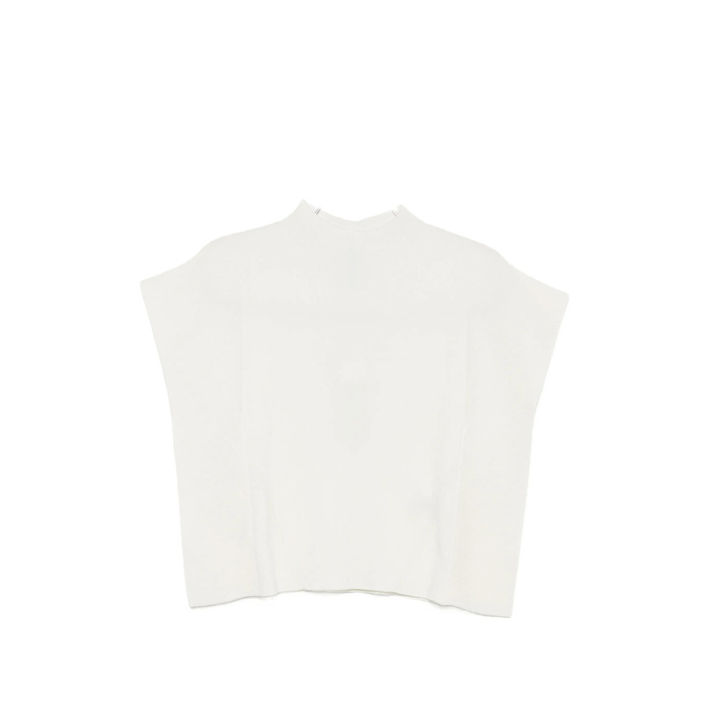 Cfcl Portrait Ruffled-sleeve Ribbed Top