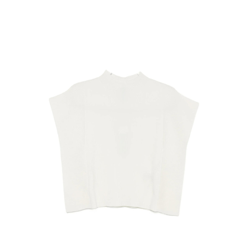 Cfcl Portrait Ruffled-sleeve Ribbed Top