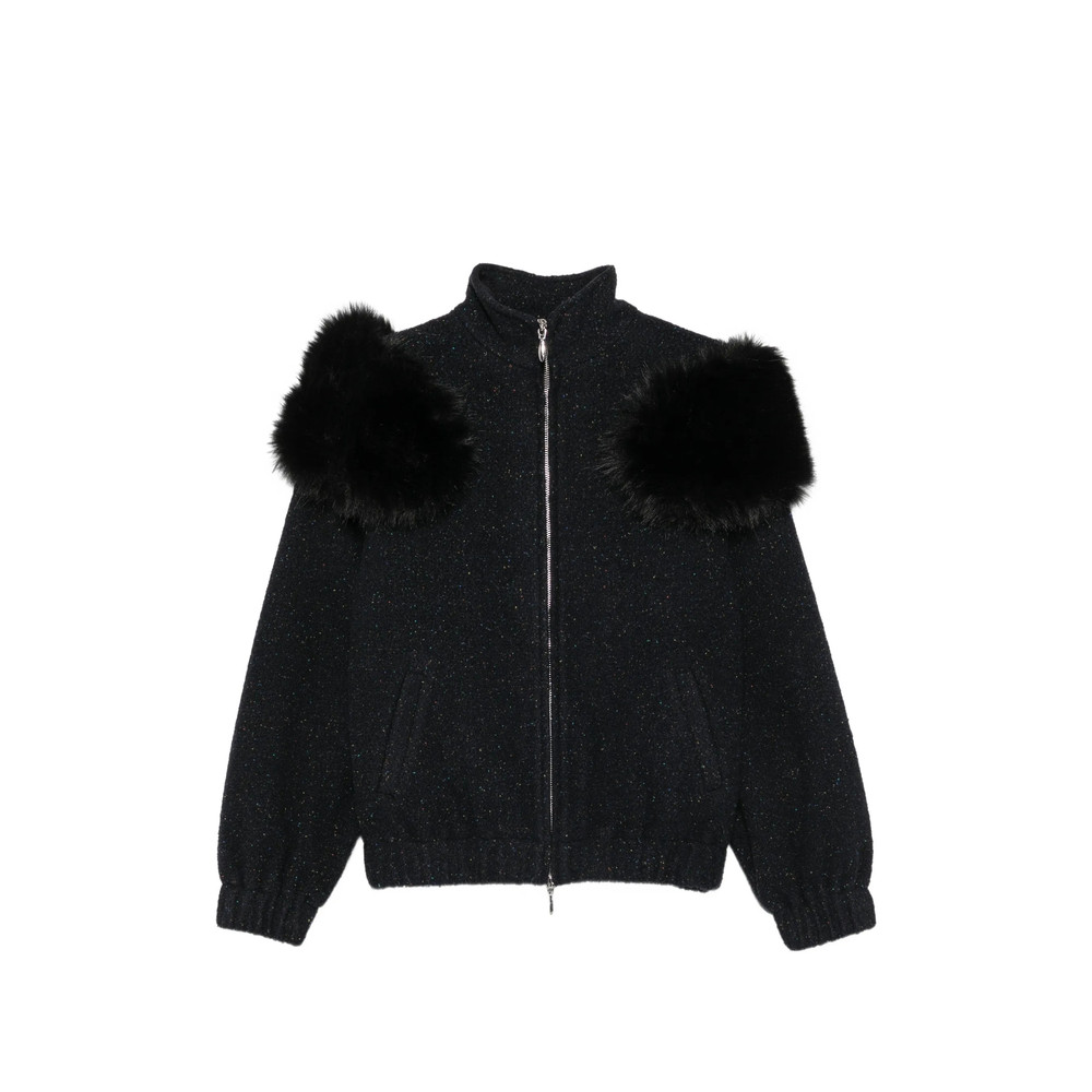 Shushu/tong Faux-fur Trim Flecked Coat