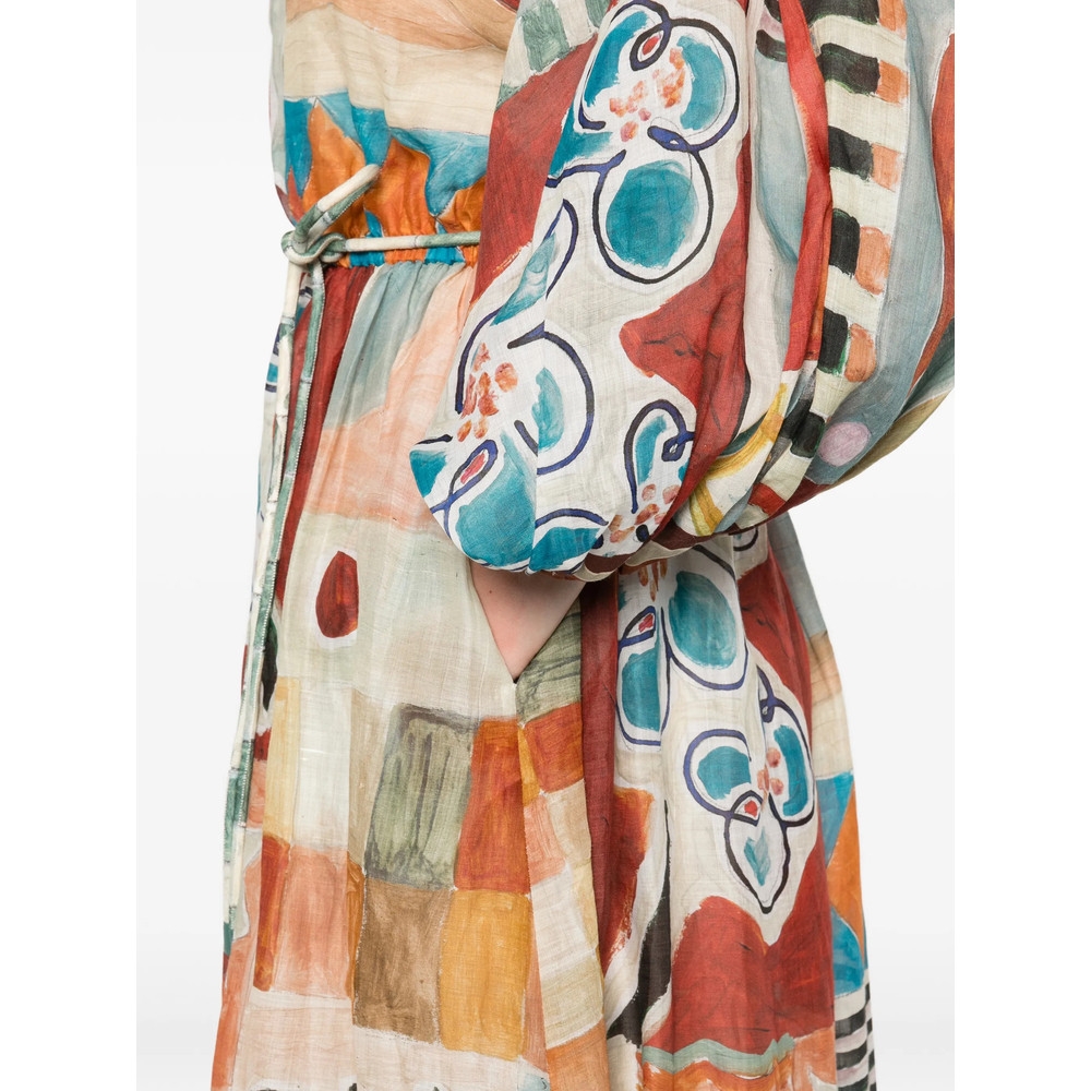 Alemais Patchwork Tie-belt Midi Dress