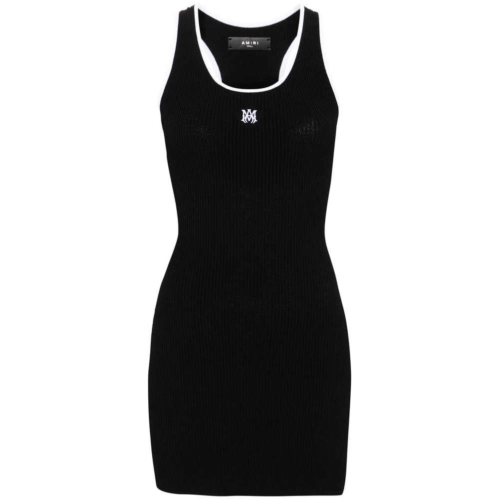 Amiri Contrasting-trim Ribbed-knit Minidress