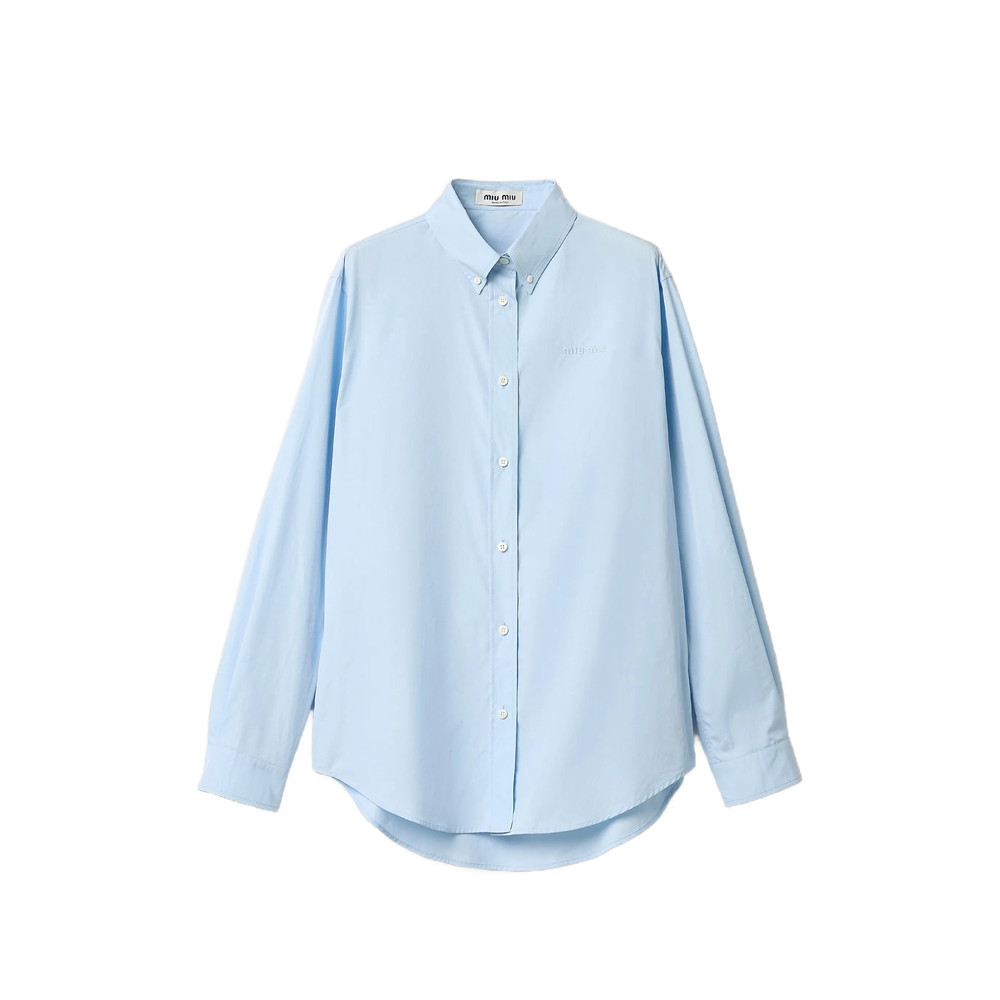 Miu Miu Button-down Embroidered Poplin Shirt