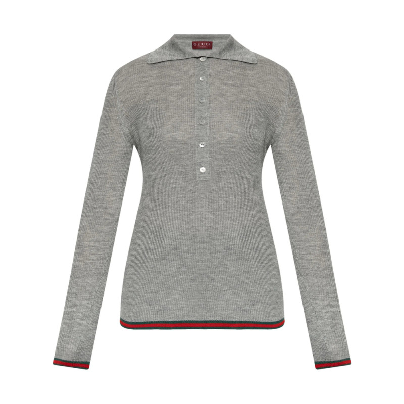 Gucci Web-Stripe Trim Polo Top