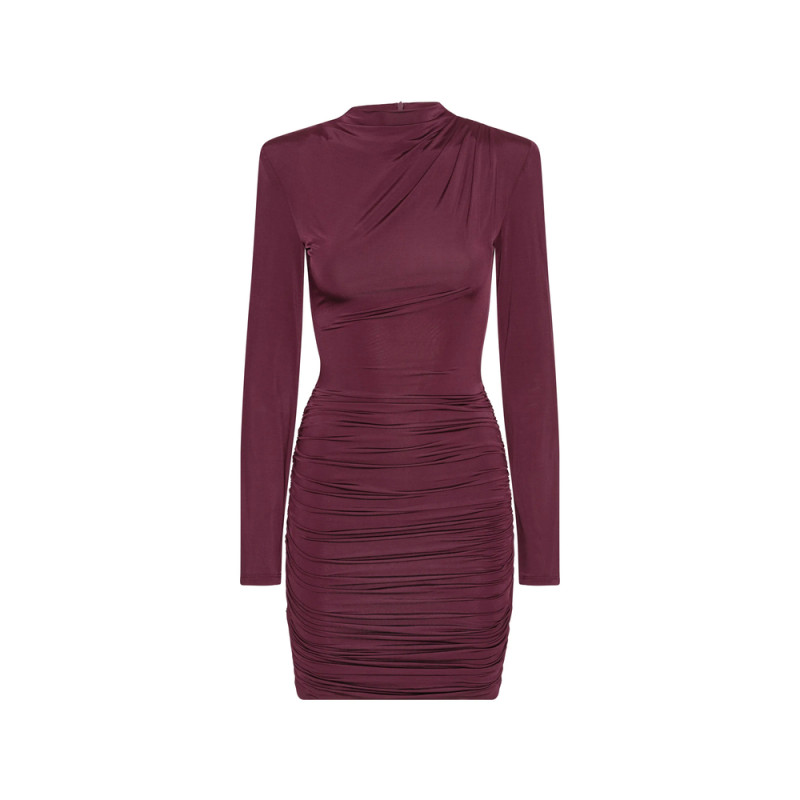 Rotate Draped Long-sleeve Mini Dress