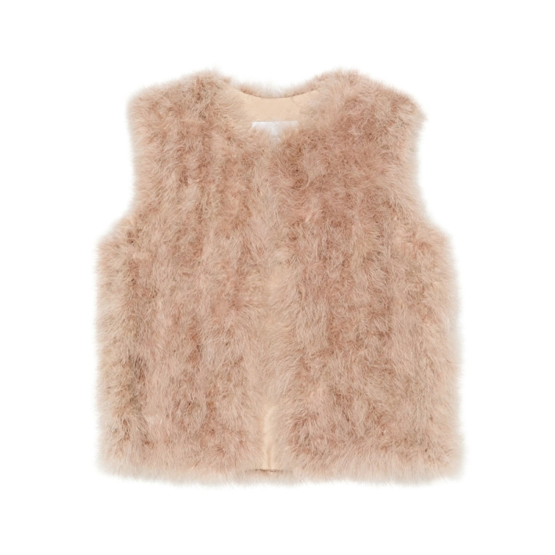 Yves Salomon Feather-trimmed Sleeveless Waistcoat