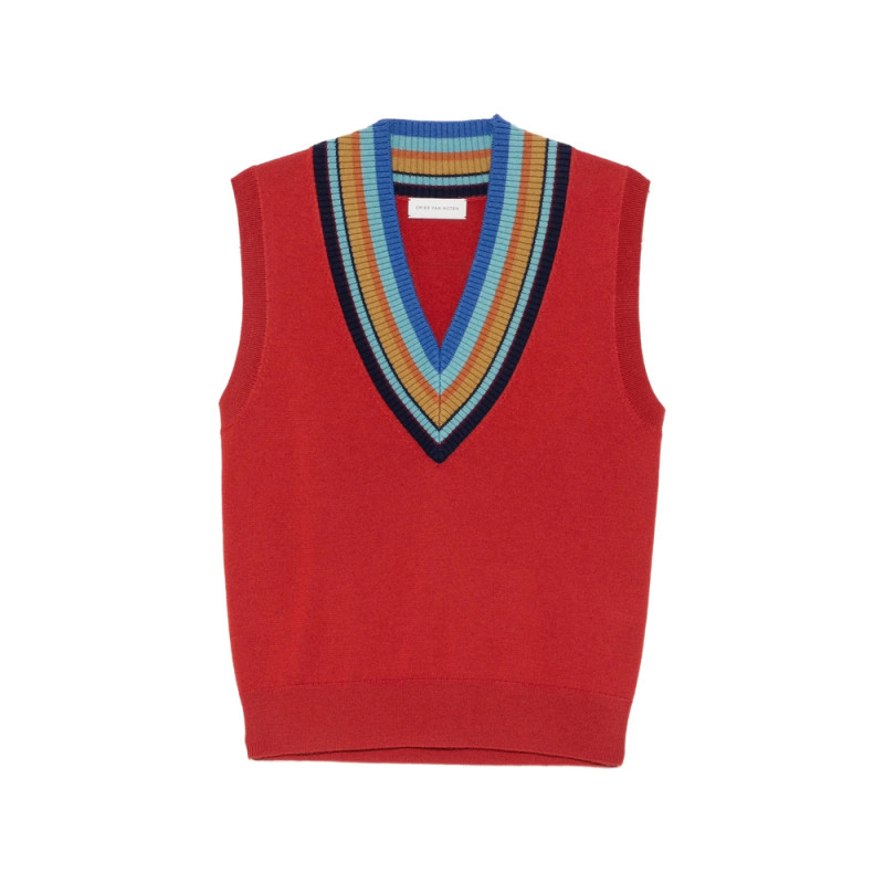 Dries Van Noten Striped-trim V-neck Vest
