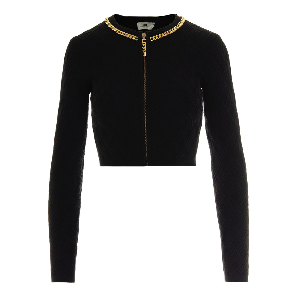 Elisabetta Franchi Chain-trim Diamond-pattern Cardigan