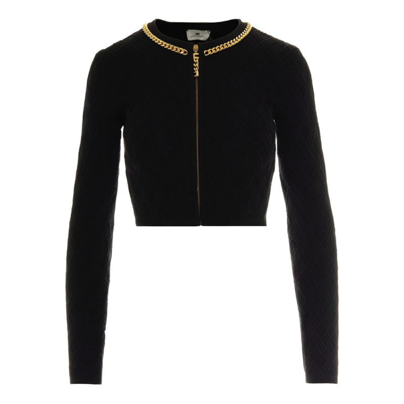 Elisabetta Franchi Chain-trim Diamond-pattern Cardigan