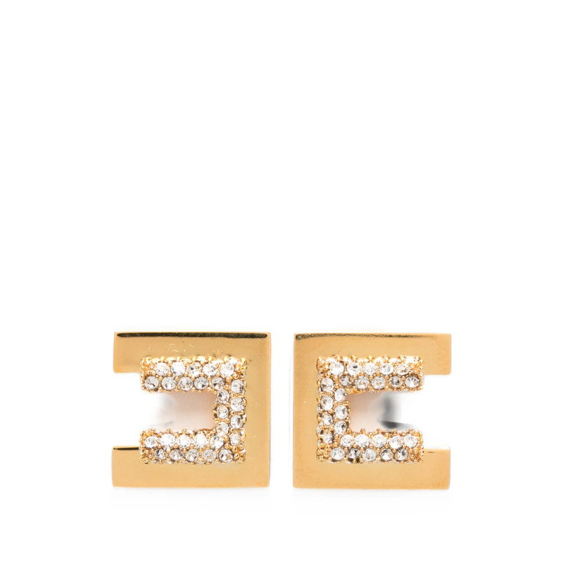 Elisabetta Franchi Crystal-embellished Logo-plaque Earrings