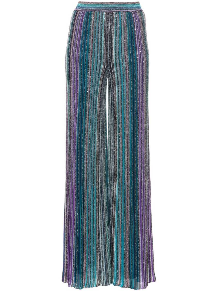 sequin-embellished ribbed palazzo pants