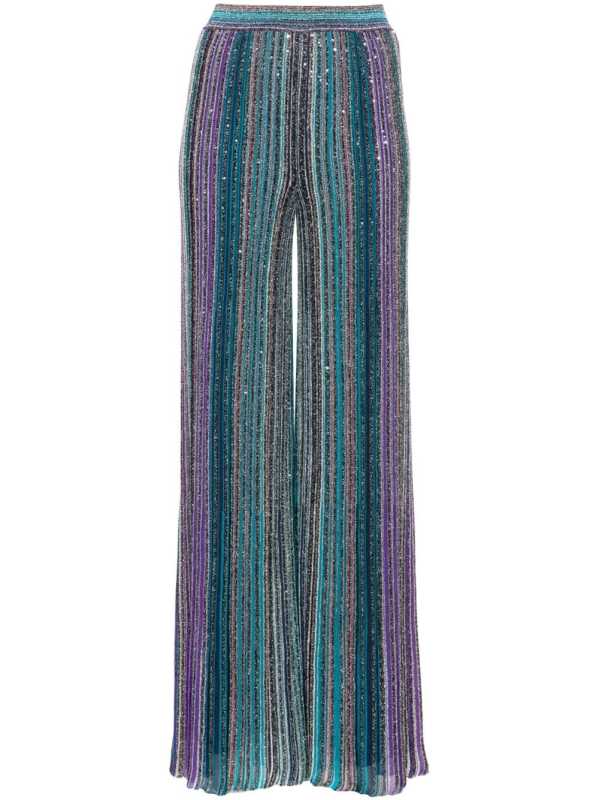 sequin-embellished ribbed palazzo pants