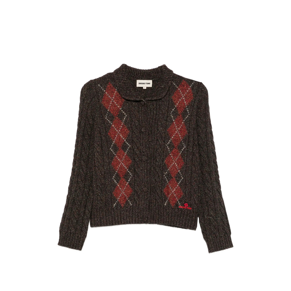 Shushu/tong Argyle-pattern Cable-knit Cardigan