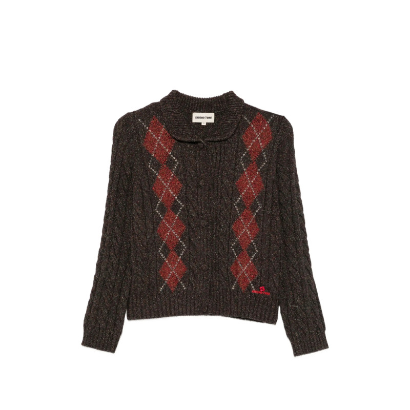 Shushu/tong Argyle-pattern Cable-knit Cardigan