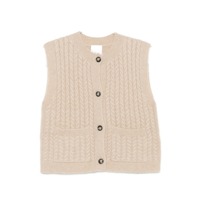Allude Cable-knit Button-up Cardigan
