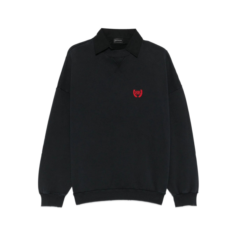 Balenciaga Logo-embroidered Polo-neck Sweatshirt