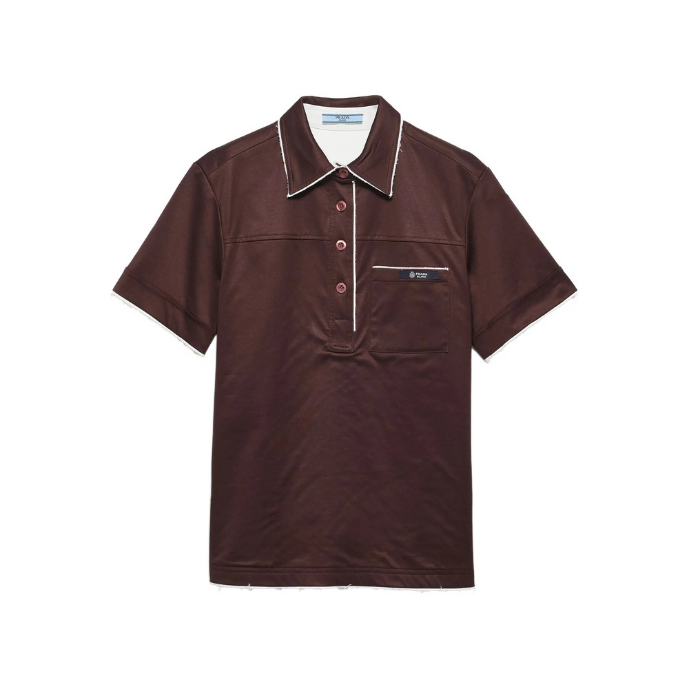 Prada Patch-pocket Raw-cut Polo Top