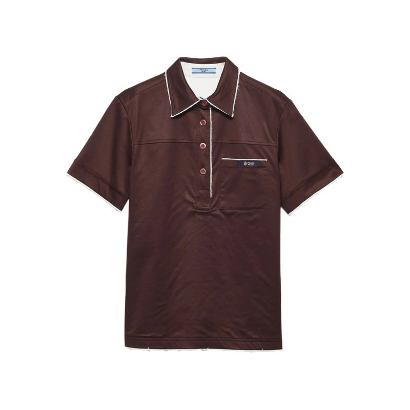Prada Patch-pocket Raw-cut Polo Top