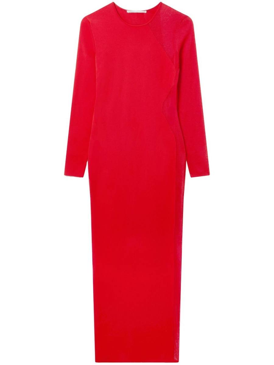 lace-panel midi dress