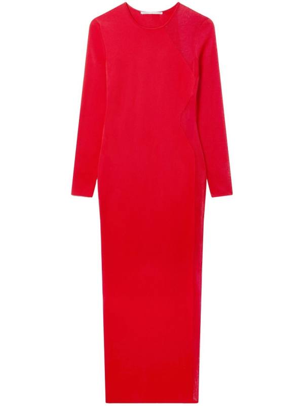 lace-panel midi dress