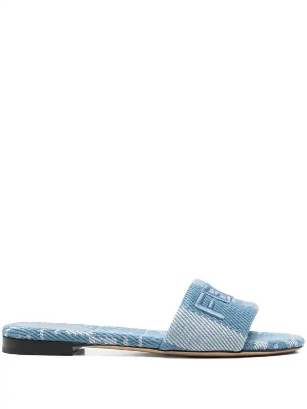 logo-embroidered slides