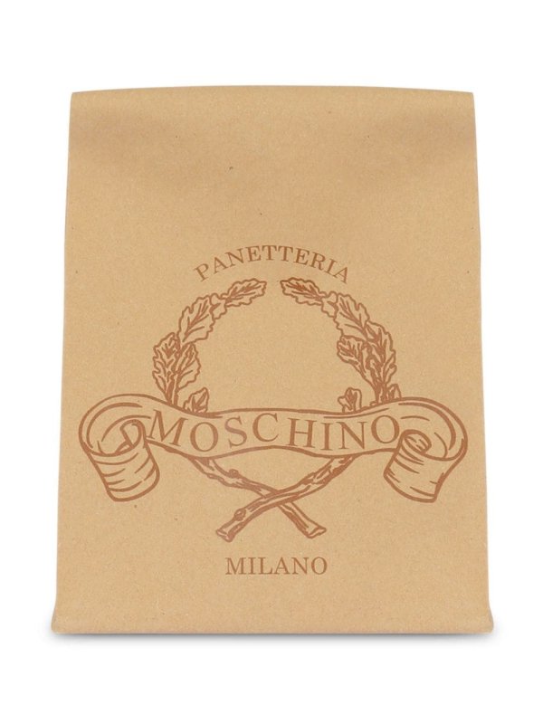 logo-print paper clutch bag