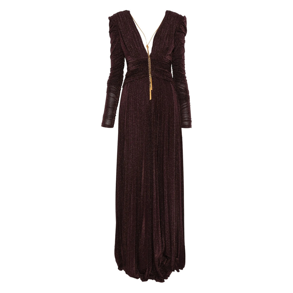 Elisabetta Franchi Ruched V-neck Maxi Dress