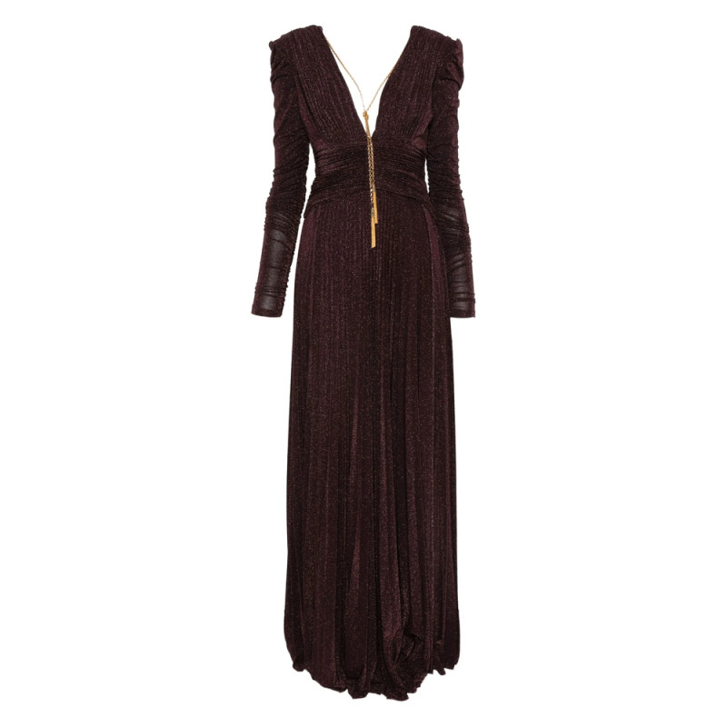 Elisabetta Franchi Ruched V-neck Maxi Dress
