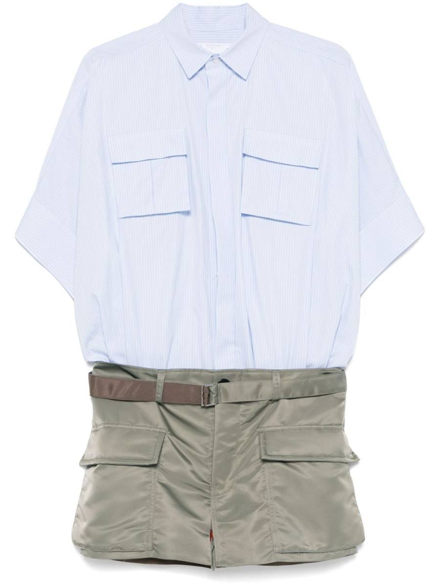panelled mini shirt dress