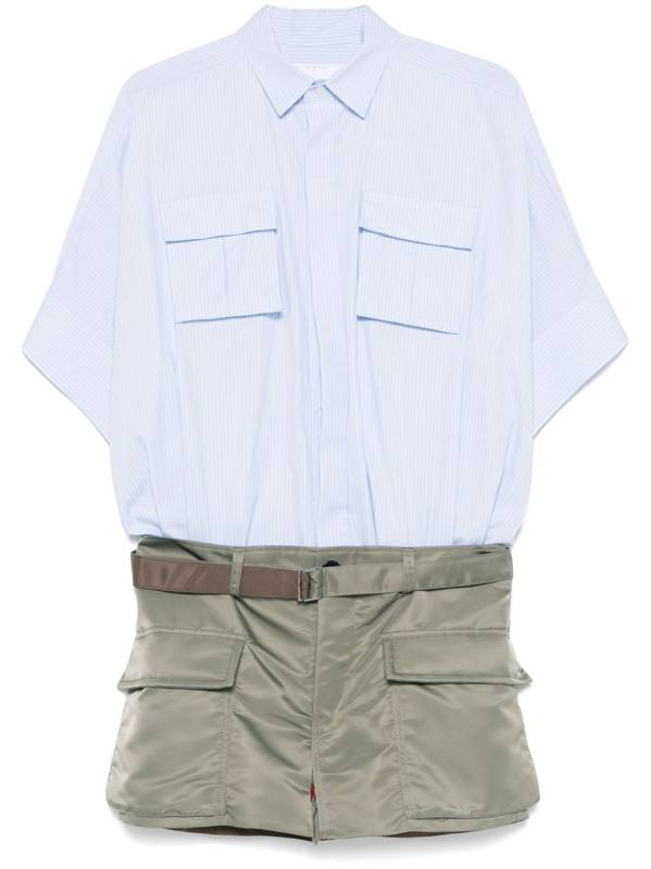 panelled mini shirt dress