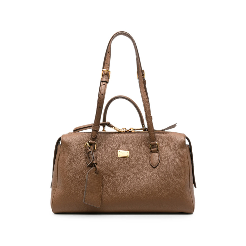 Dolce & Gabbana Logo-plaque Pebbled-leather Tote Bag