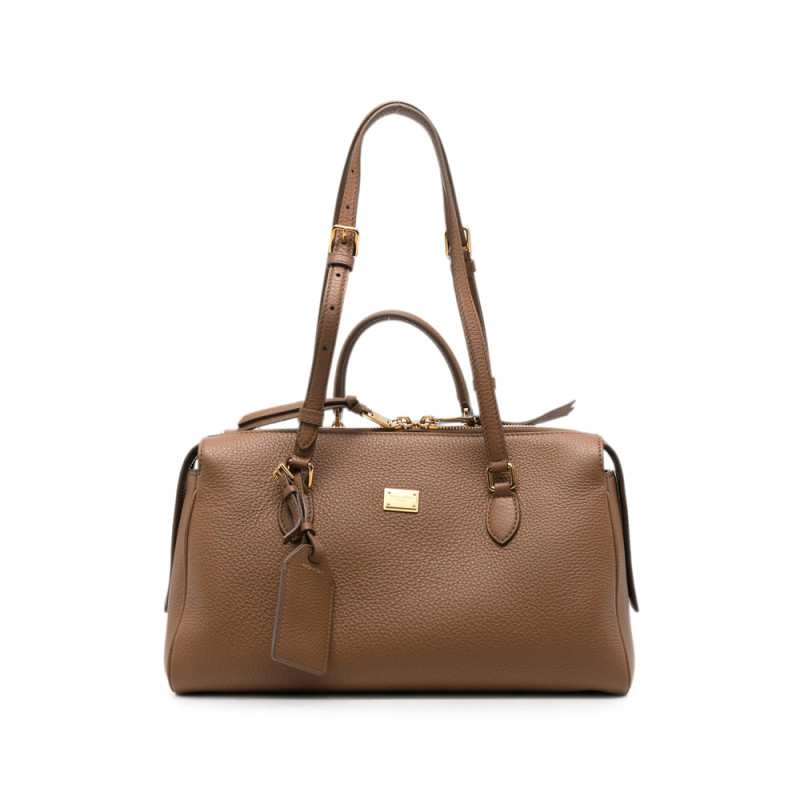 Dolce & Gabbana Logo-plaque Pebbled-leather Tote Bag