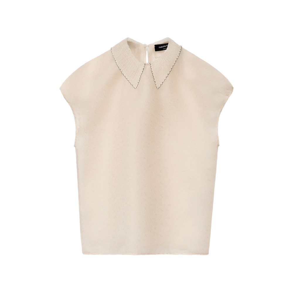 Fabiana Filippi Contrast-trimmed Lace-collar Top