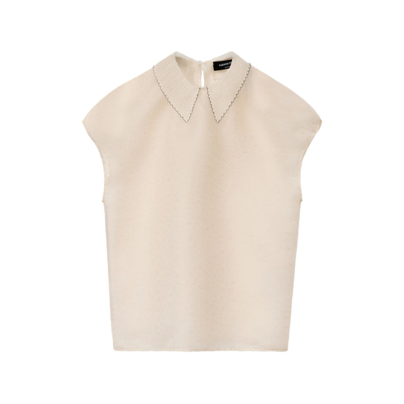 Fabiana Filippi Contrast-trimmed Lace-collar Top