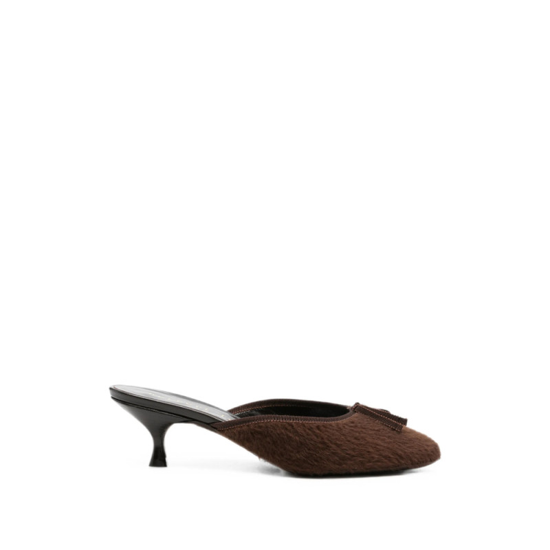 Herbert Levine 24/7 Bow-detail Faux-fur Heeled Mules