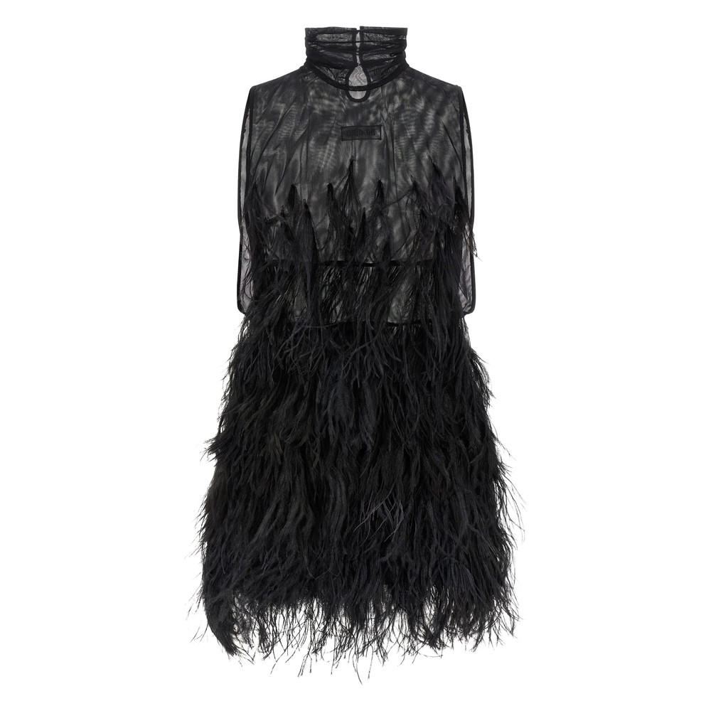 The Attico Feather-skirt Mini Dress