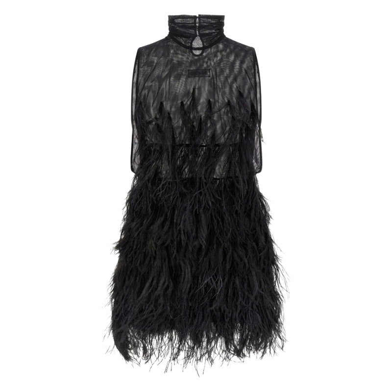 The Attico Feather-skirt Mini Dress