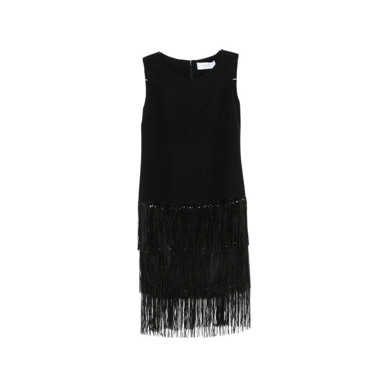 De Santis Sequin-embellished Fringed Midi Dress