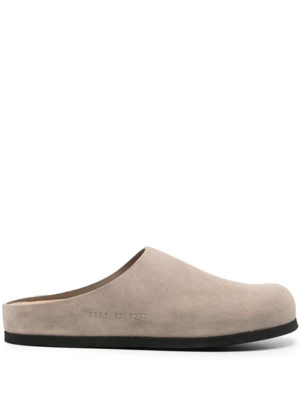 embossed-logo leather slippers