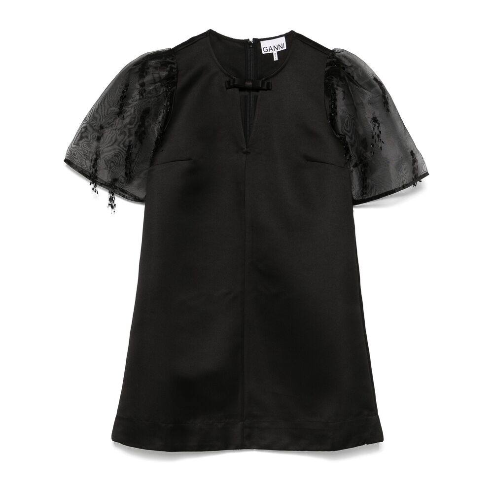 Ganni Fringed Organza Mini Dress