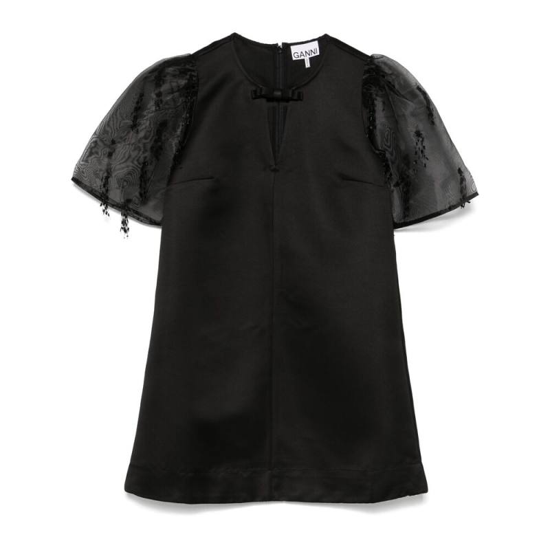 Ganni Fringed Organza Mini Dress