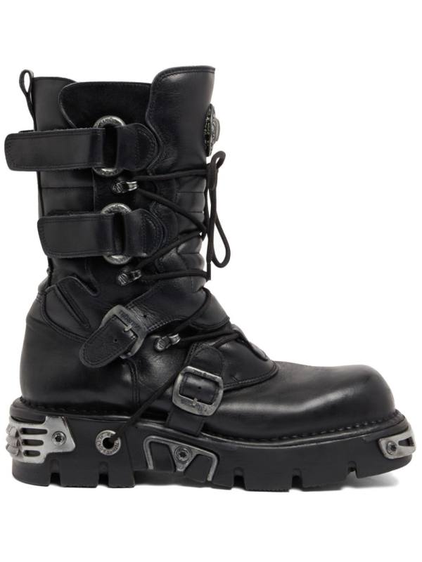 x New Rock buckled leather boots